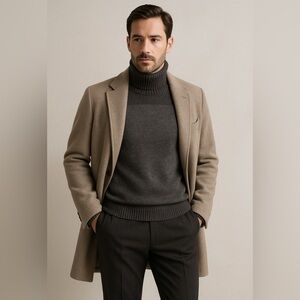 GRAN SASSO Vision Italian Wool Alpaca Gray Turtleneck Sweater Quiet Luxury L